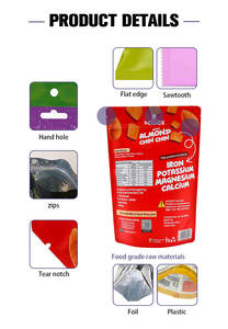 Kunden spezifisch bedruckte gefrier getrocknete Süßigkeiten Doypack aus Aluminium folie Stand-up-Beutel Lebensmittel verpackung Mylar-Taschen mit klarem Fenster - Product Image 4