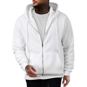 Sweat à capuche court décontracté pour homme 2025 en coton avec cordon de serrage, fermeture éclair intégrale, en polaire, anti-rétrécissement, motif uni imprimé B0DRYM5LVC - Product Image 1