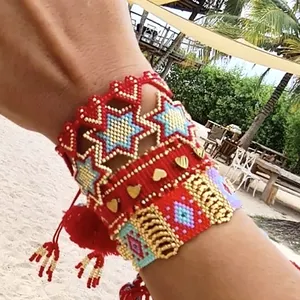 Go2boho 2023 New Design Evil Eyes MIYUKI Beads Jewelry Rectangle Adjustable Handmade Woven Beaded Bracelets For Women