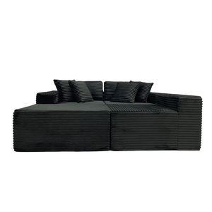 أريكة مضغوطة مفرغة من القماش على شكل لتر سوداء مع وحدات أثاث غرفة المعيشة - Product Image 1