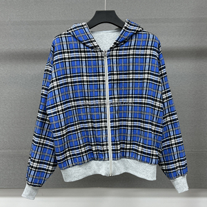 ผู้ผลิตเสื้อฮู้ดดี้แบบมีซิปสั่งทำพิเศษ หนัก 500 กรัม ปักลาย ซิปหน้า ผ้าฝ้าย ลายสก็อตแบบกลับด้านได้ เสื้อฮู้ดดี้แบบซิปสำหรับทุกเพศ - Product Image 5