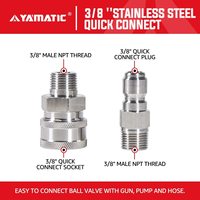 1pc Robinet à bille haute pression pour nettoyeur haute pression, vanne d'arrêt de tuyau 3/8'' 1/4'' NPT avec raccords à déconnexion rapide pour pompes de pulvérisation