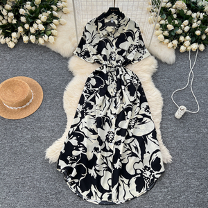 <span class=keywords><strong>Robe</strong></span> Femme Imprimée Amincissante Style Rétro Français à Boutonnage Simple, Nouvelle Collection Été 2026, Vente en Gros pour Boutiques - Product Image 3
