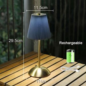 Small Pleated Table <b>Lamp</b> USB Rechargeable Nightstand <b>Lamp</b> Cordless Desk <b>Lamp</b> for Bedroom Living Room Home Office Decor - Product Image 5