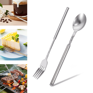 Ensemble de fourchettes et cuillères télescopiques multifonctions UPSILON2 PCS, <span class=keywords><strong>en</strong></span> acier inoxydable, pour le camping, le barbecue, les couverts - Product Image 1