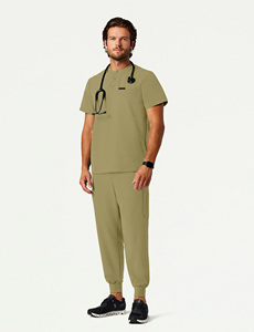 Của nam giới Henley cổ chà đầu | thiết kế chuyên nghiệp hiện đại với 3-button Placket y tế tẩy tế bào chết Rayon vải bệnh viện sử dụng thời trang - Product Image 3