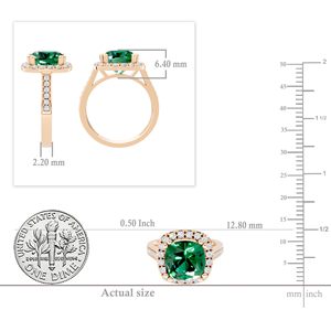 แหวนแต่งงานหรูหราประดับมรกตทรงคุชชั่น ทองคำขาว 14K ชุบทองคำชมพู สำหรับผู้หญิง แบรนด์ SGARIT ได้รับการรับรองจาก IGI - Product Image 4