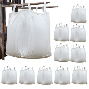 Sac en vrac FIBC blanc en PP, à fond plat et ouverture supérieure, capacité 1000 kg, pour le <span class=keywords><strong>transport</strong></span> <span class=keywords><strong>de</strong></span> <span class=keywords><strong>bois</strong></span> <span class=keywords><strong>de</strong></span> <span class=keywords><strong>chauffage</strong></span>, <span class=keywords><strong>de</strong></span> billes <span class=keywords><strong>de</strong></span> <span class=keywords><strong>bois</strong></span> et <span class=keywords><strong>de</strong></span> biomasse, avec quatre boucles <span class=keywords><strong>de</strong></span> levage - Product Image 1