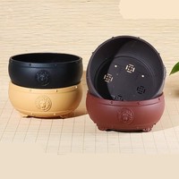 Dia.12cm H.6cm Plastique Chinois Classique Tambour Forme Rond Bonsaï Pot pour Bonsaï