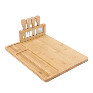 Ensemble de planches à fromage en bambou Minchuang 36,5x28x1,5cm avec porte-couteaux quatre pièces pour présentation occidentale - Product Image 1