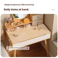 Coiffeuse moderne avec miroir LED, tabouret, tiroirs, table de maquillage, pieds pour chambre à coucher, mobilier de boudoir, rangement et organisation