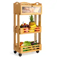 Panier de rangement de fruits en bambou multifonctionnel, support de rangement de pain, boîte de rangement de nourriture de cuisine, étagère boîte à pain