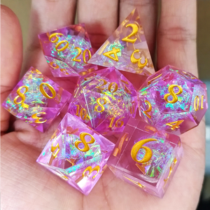 Feeron – Jeu de dés polyédriques en résine fantaisie, effet arc-en-ciel irisé unique, haute qualité, durables, ensemble de 7 pièces pour les passionnés de jeux de société - Product Image 2