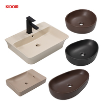 Vente en gros d'usine, lavabo en céramique coloré tendance, prix bas, lavabo à poser, lavabo de salle de bain pour projet hôtelier