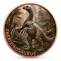 Pièce de monnaie en cuivre pur 999 de 1 oz, série Dinosaures, Tyrannosaurus Rex puissant, couleur en relief, édition UV préférée