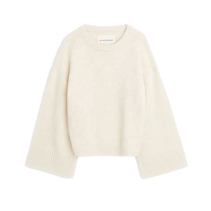 Suéter de Cuello Redondo Holgado Personalizado, 100% <span class=keywords><strong>Lana</strong></span> de Cachemira Pura, <span class=keywords><strong>Jersey</strong></span> de Algodón para <span class=keywords><strong>Mujer</strong></span> - Product Image 4