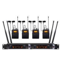 Système de monitoring intra-auriculaire sans fil UHF 4 canaux, interface XLR/TRS, puissance maximale 20W, 4 récepteurs bodypack, monitoring stéréo pour scène
