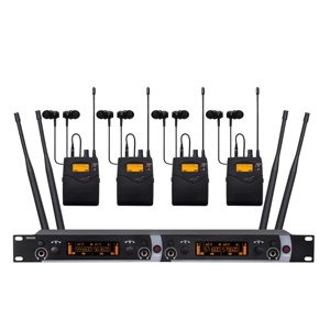 4채널 UHF 무선 인이어 모니터 시스템 XLR/TRS 인터페이스 20W 최대 출력 4개 바디팩 수신기 스테레오 스테이지 모니터링 - Product Image 1