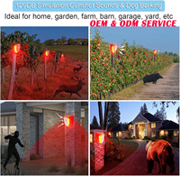 Lampu Alarm Tenaga Surya dengan Sensor Gerak PIR Sensitif, Suara Tembakan & Gonggongan Anjing 129dB & Lampu Strobo LED untuk Kebun, Kebun Pertanian, Vila