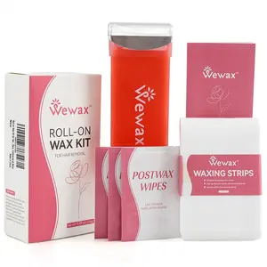 Hot Sale Low Melting Point Hypoallergenic Formula Rose Salon Body Waxing Paper Roll-on Cartridge Wax Kit
