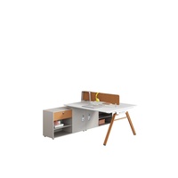 Poste de travail de bureau individuel moderne en bois avec cloison de séparation, ensemble de mobilier de direction de luxe avec table blanche