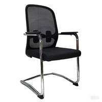 Chaise de formation en maille respirante, base cantilever chromée, accoudoir fixe, sans roulettes, pour étudiants, salles de classe, bureaux et visiteurs