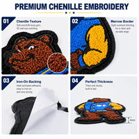 Meilleures ventes : Grandes écussons personnalisés en chenille avec logo, brodés, motifs animaux (ours), thermocollants pour vêtements