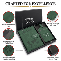 Ensemble porte-passeport et étiquette de bagage en cuir PU doux au toucher avec logo personnalisé, porte-documents de voyage multi-fentes, plusieurs couleurs disponibles