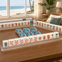 Jeu de tuiles de mahjong violettes minimalistes - Jeu de style américain violet clair avec 160 tuiles, design de lignes modernes, kit de démarrage complet