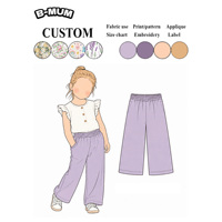 Pantalon en coton vert olive à taille haute et jambe large pour filles, 2-5 ans, doux et confortable pour le quotidien, vente en gros