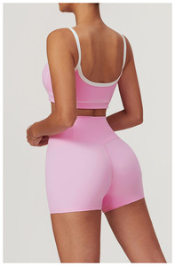 Joyyoung Áo ngực chạy bộ có đệm lực va đập cao cho nữ và bộ quần short tập thể dục không có đường may phía trước 2 chiếc quần màu Hợp Đồng - Product Image 5