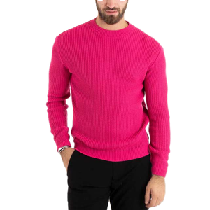 เสื้อสเวตเตอร์ไหมพรมสีพื้นสำหรับผู้ชาย แขนยาว คอกลม ใส่ได้ในฤดูใบไม้ร่วง ผลิตจากผ้าฝ้าย 100% ระบายอากาศได้ดี ความหนาปานกลาง - Product Image 2