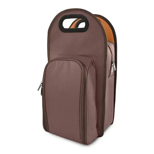 Sample Available Wholesale insulated cooler wine bag 2 Bottle holder picnic wine bottle carrier cooler bag