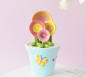 Wholesale Ceramic <b>Measuring</b> <b>Spoons</b>, Cute Flower & Butterfly Design Baking <b>Spoon</b> Set with Base for Kitchen - Product Image 1