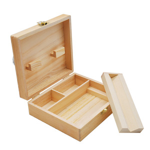 Wholesale Smoking Accessories Kit Pine Wood Crafts Cigarette Box Storage Box Wooden Herb Stash Box With Lock