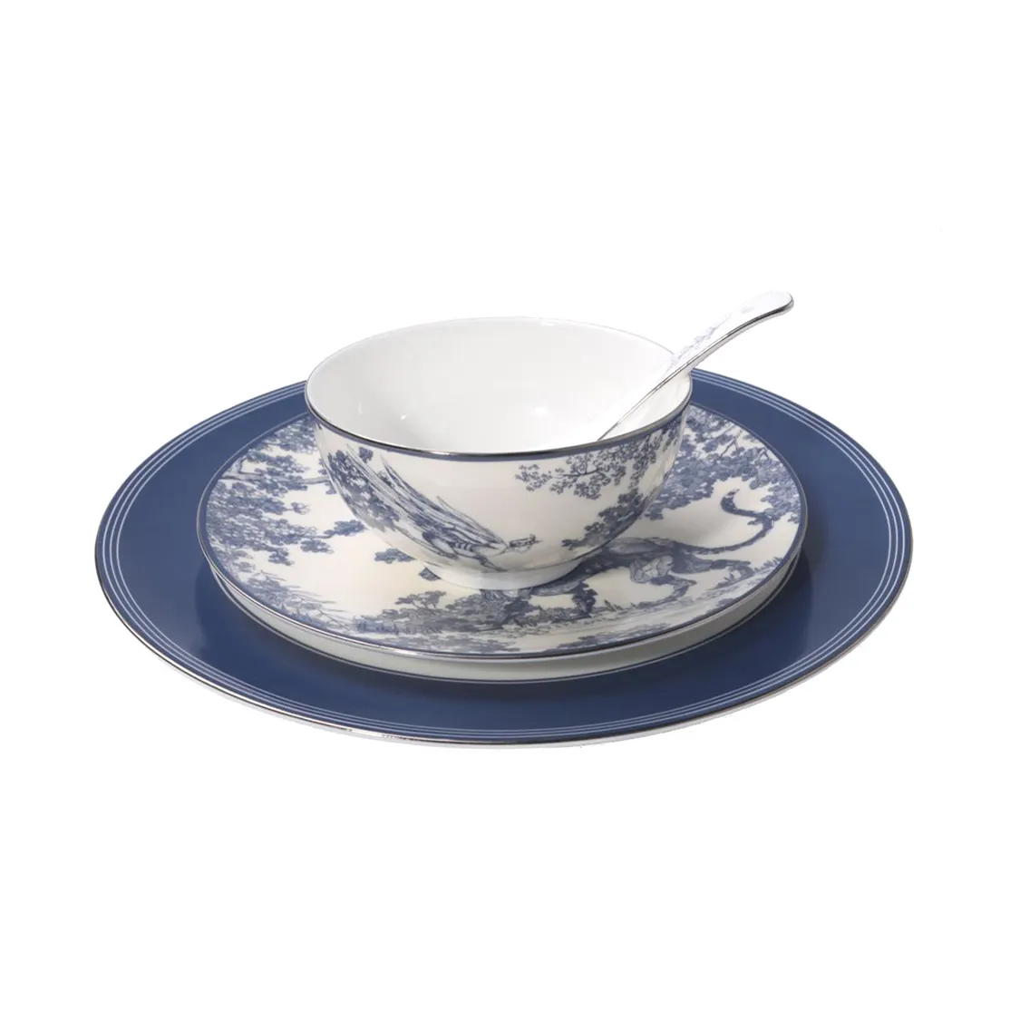 Vajilla de porcelana de estilo chino pintado a mano, juego de vajilla de porcelana azul y blanca, 4 juegos de 16 en total