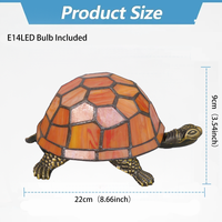Lampe de table d'appoint miniature Jingangwan de style traditionnel, en verre teinté, motif tortue, pour éclairage d'ambiance animalier