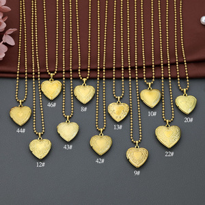 Bijoux Vintage à la mode unisexe en laiton brut pendentif à breloque collier fleur coeur Photo médaillon collier pour Couple famille cadeaux - Product Image 3