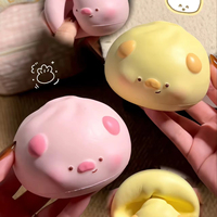 Jouet Squishy Vava Piggy & Chick Bun en Mousse PU Ultra Moelleuse à Remontée Lente, Jouet Anti-Stress à Presser, Cadeau Nouveauté