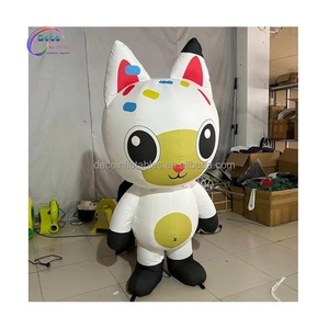 Mascota Inflable Gigante con Forma de Gatito Blanco con Vientre Amarillo para Decoración de Eventos en Centros Comerciales, Temática de Zoológico - Product Image 3