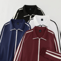 Sweat-shirt de sport unisexe 300 GSM, coupe ample, col montant américain, zippé, à manches raglan, en fil teint rayé, personnalisable pour équipe, automne