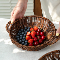 Panier à fruits en rotin artificiel PP avec doubles poignées, bol de service en rotin synthétique, plateau alimentaire tissé pour cuisine et restaurant