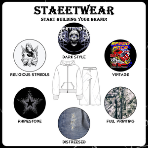 Streetwear surdimensionné personnalisé vintage Sweat à capuche bouffant brodé en polaire éponge française avec DTG Graphic Cropped Hoodie Style français - Product Image 5