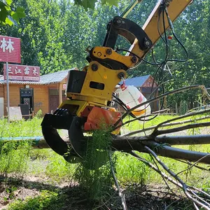 large Excavator Grapple Saw Band Saw Grabbers Cut Down Trees Hydraulic Rotator Excavator Clamp Saw Attachment Grabber With Saw