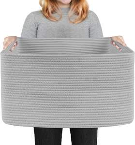 Gran oferta 2025, cesta <span class=keywords><strong>de</strong></span> lavandería tejida cuadrada <span class=keywords><strong>de</strong></span> gran tamaño, cesta <span class=keywords><strong>de</strong></span> almacenamiento <span class=keywords><strong>de</strong></span> <span class=keywords><strong>ropa</strong></span> <span class=keywords><strong>de</strong></span> cuerda <span class=keywords><strong>de</strong></span> algodón, cesta <span class=keywords><strong>de</strong></span> almacenamiento <span class=keywords><strong>de</strong></span> juguetes para <span class=keywords><strong>Amazon</strong></span>, superventas - Product Image 4