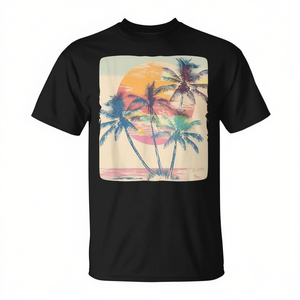T-Shirt Vintage con Palme per un Look Classico da Vacanza, T-Shirt Promozionale per Vacanze Classiche - Product Image 2