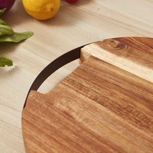Tabla de cortar de madera de acacia, tabla de cortar para cocina, tabla de cortar redonda de madera maciza, para cortar carne, para cortar huesos - Product Image 3