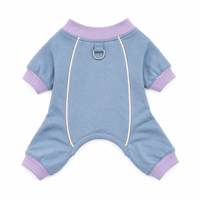 Gilets pour chiens bleus mignons avec bordure violette, en mélange de coton respirant, vêtements pour animaux de compagnie pour l'été et toutes les saisons, pour petits chiens