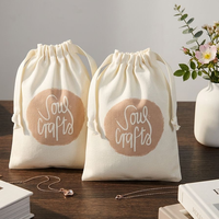Pochette en coton naturel personnalisée avec logo imprimé, petit sac en mousseline de coton pour bijoux, sac à cordon en calicot, pochette cadeau anti-poussière, écologique