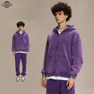 Sudadera con Capucha de Alta Calidad Personalizada, Estilo Urbano, Vintage, Doble Capa, Lavado Ácido, Efecto Desgastado por el Sol, 100% Algodón, para Invierno - Product Image 2